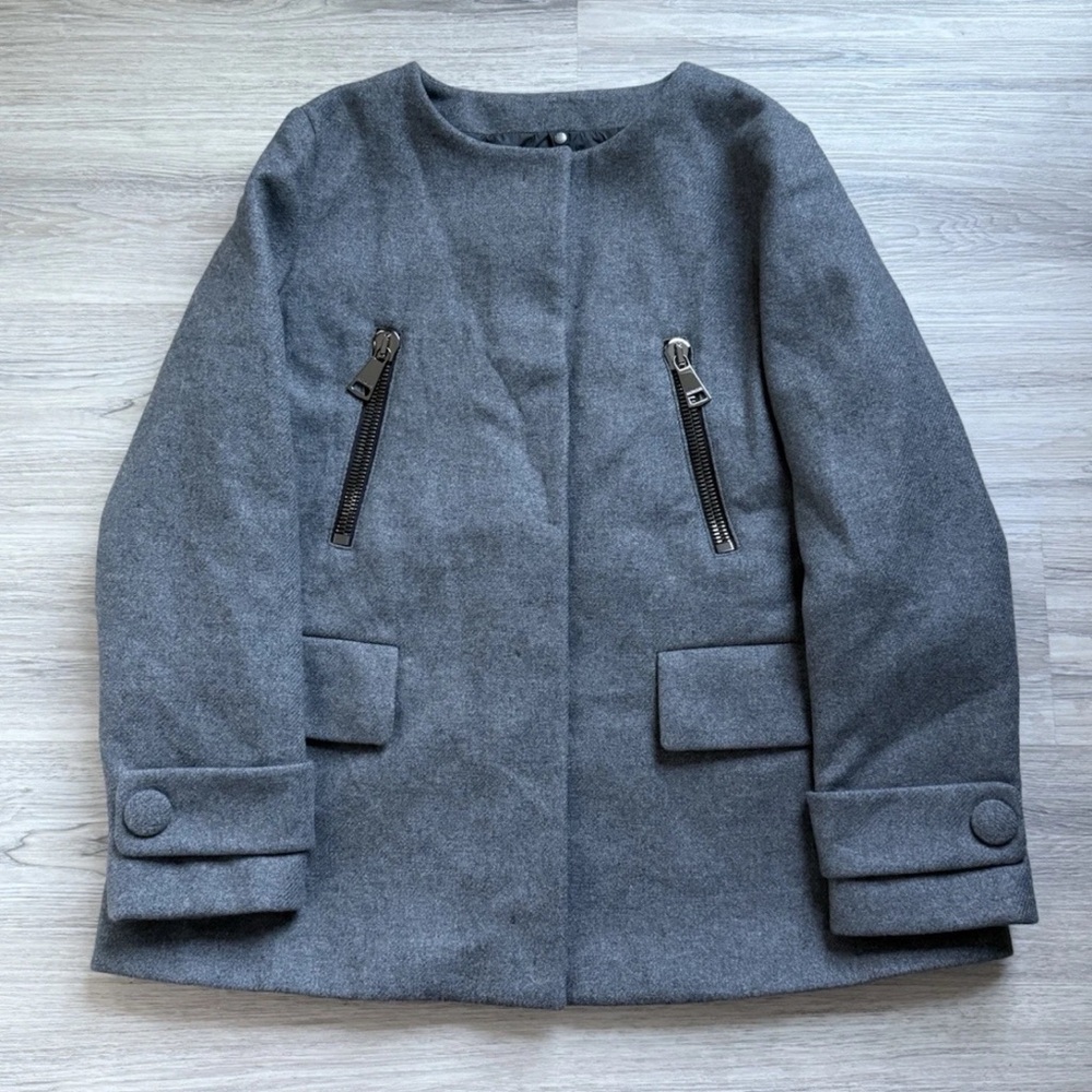 Moncler Gray Pea Coat for Women